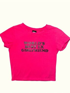 World's Best Ex Girlfriend Pink Graphic Crop Tee